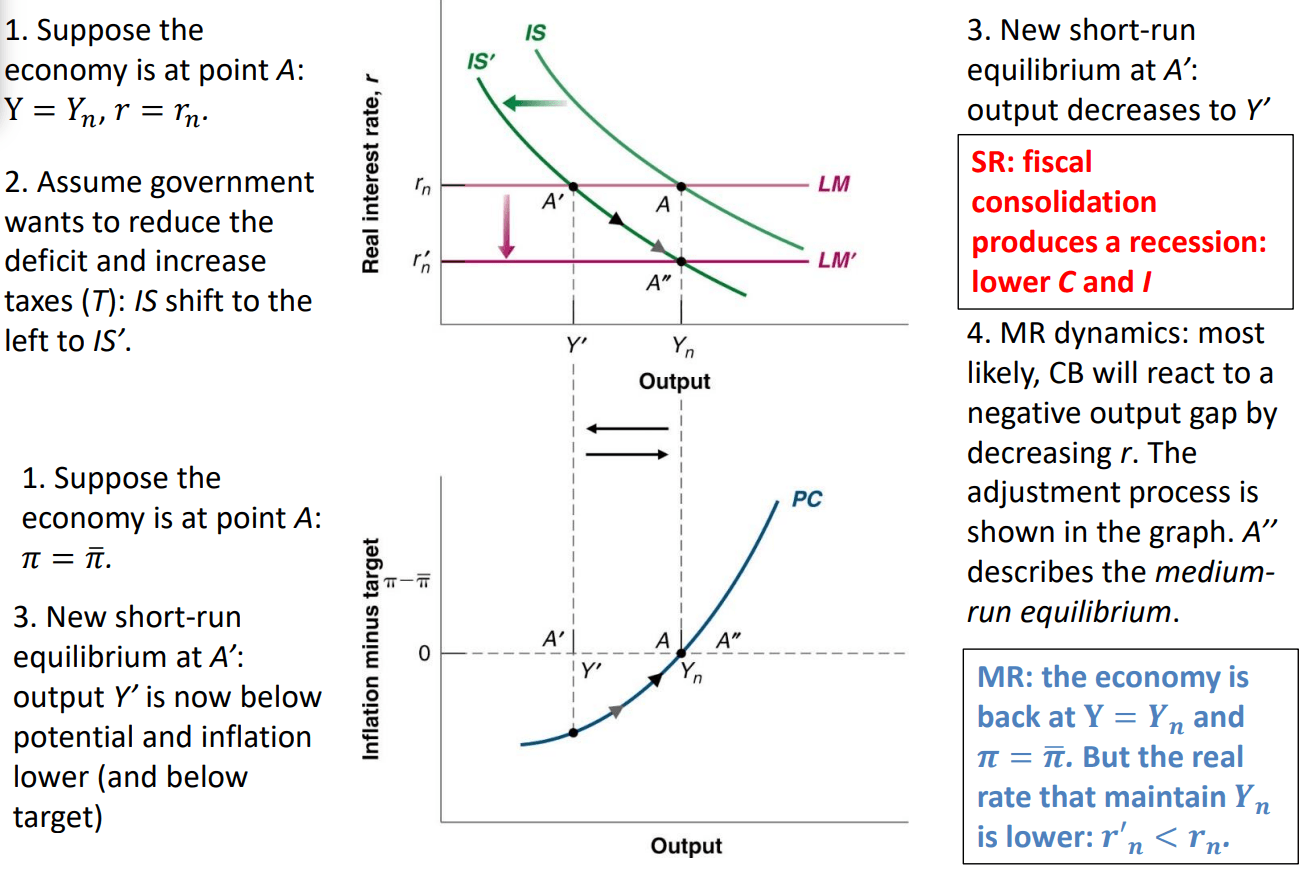 Effects of Fiscal Consolidation in the short run and medium run